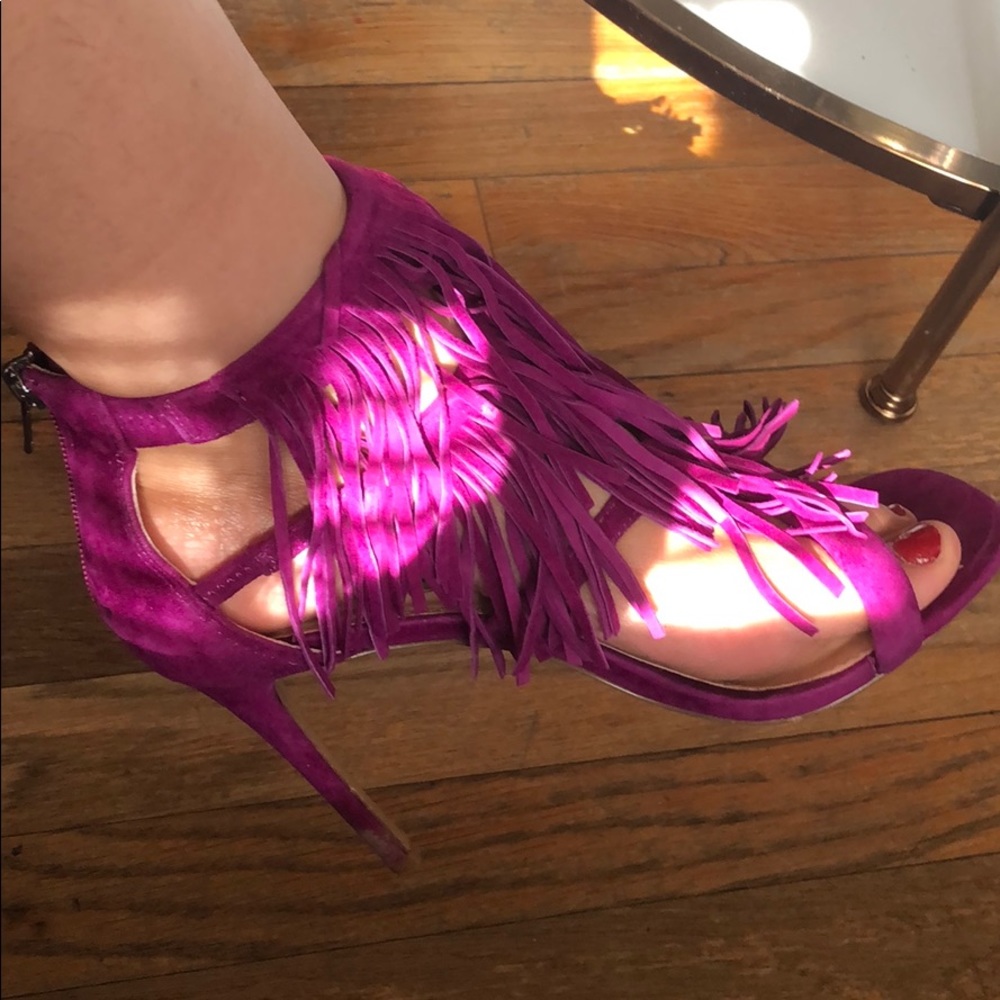 Purple fringe Steve Madden sandal heels